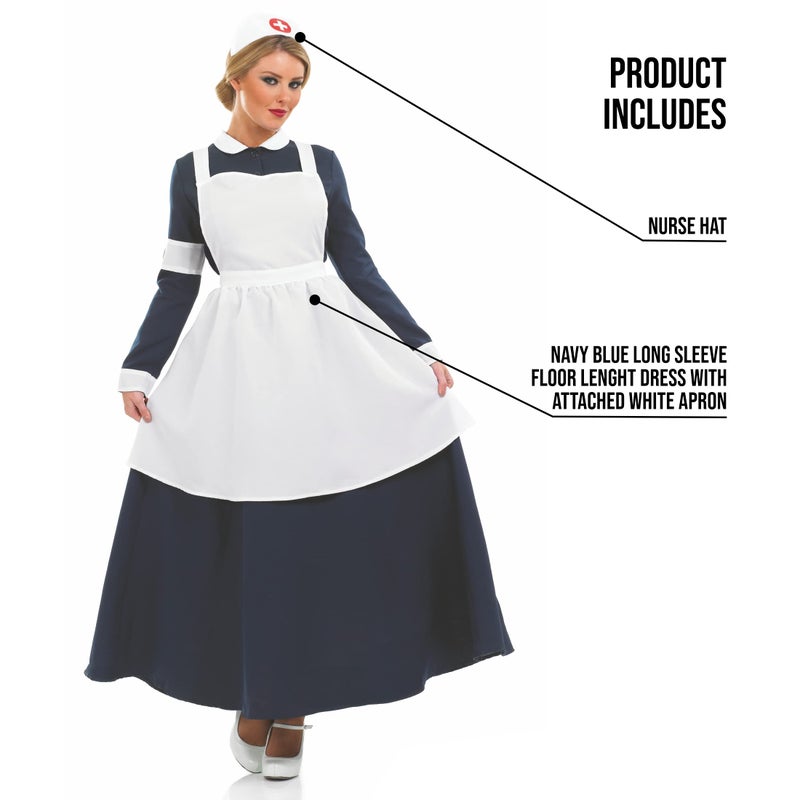 fun shack Florence Nightingale Costume, Civil War Nurse Outfit, Vintage Nurse Uniform, Classic Medic Apron for Women,XX- Large - Image 3